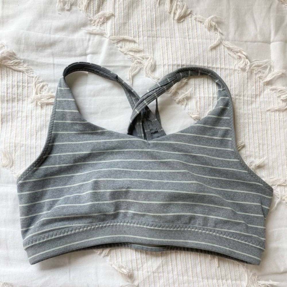 Athleta Sports Bra EUC grey stripe M